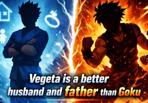 👉 Anime-style illustration comparing Vegeta and Goku as family men, showing why Vegeta is a better husband and father than Goku